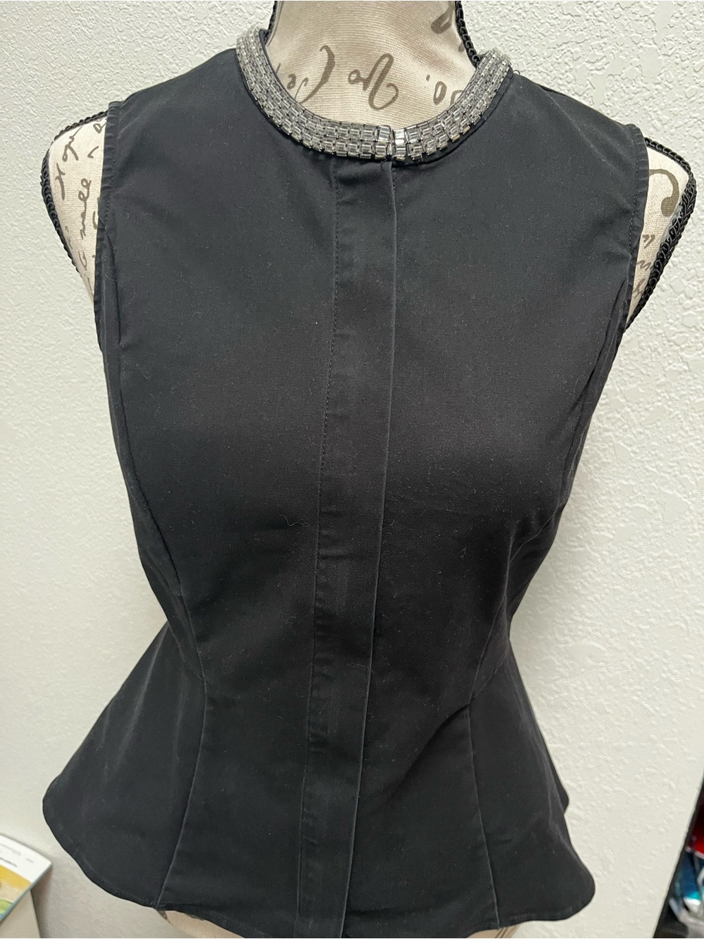 Black Sleeveless Jewel-Neck Phillip Lim/Target, Cotton Stretch. Peplum XS